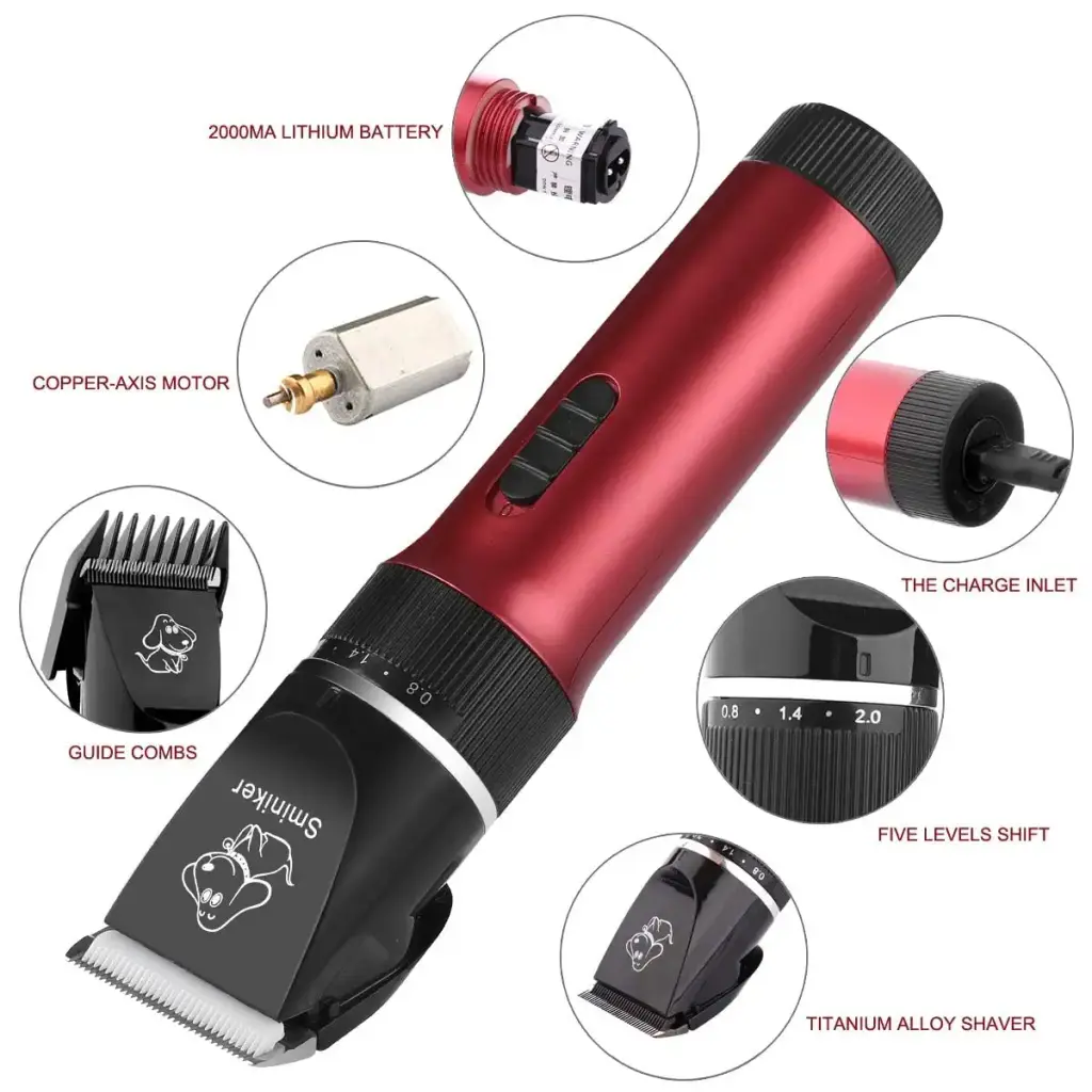 Sminiker Dog Clippers Low Noise Dog Grooming Kit Rechargeable Pet Clippers Cordless Dog — Sminiker
