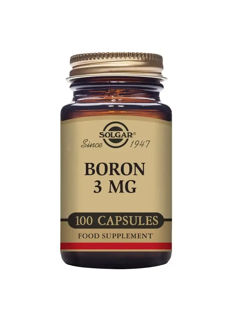 Solgar Boron 3 mg Vegetable Capsules - Food Supplement 100 capsules (pack of 1) - Vegan Gluten Free