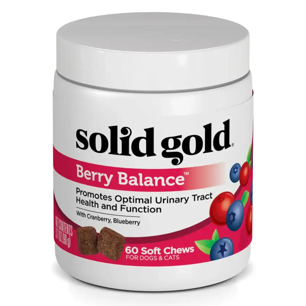 Solid Gold Cranberry Supplement for Dogs & Cats for Urinary Tract Health - Berry Balance UTI + Bladder + Kidney Support for Cats and Dogs with Antioxidants Chews