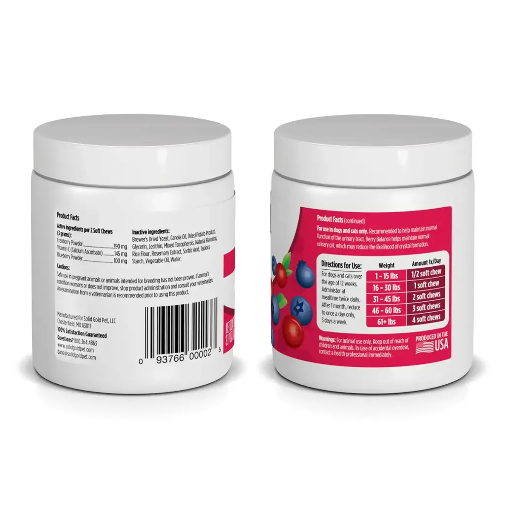 Solid Gold Cranberry Supplement for Dogs & Cats for Urinary Tract Health - Berry Balance — Solid Gold
