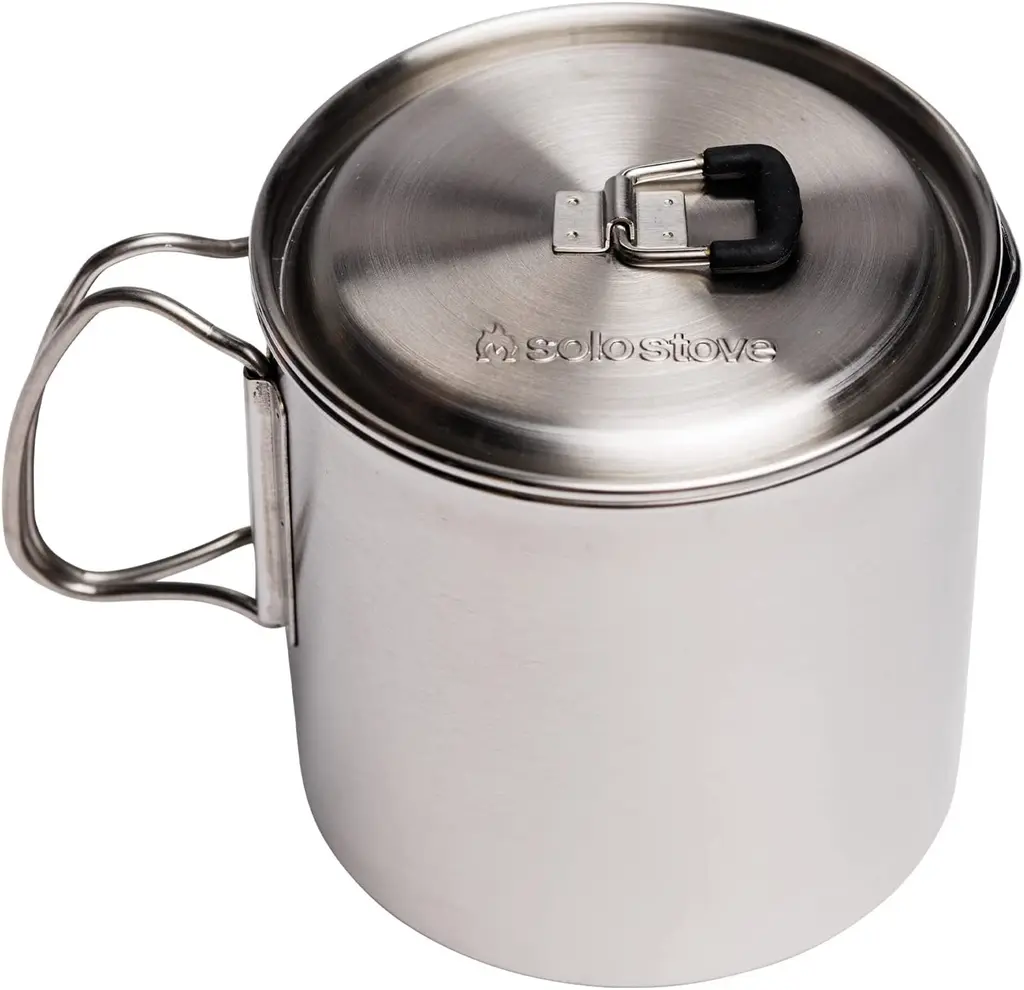 Solo Stove Solo Pot 900 - Lightweight Stainless Steel Backpacking Pot | Boil Water Quickly | Volume Markings and Pour Spout