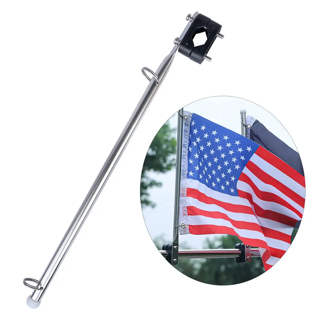 Stainless Steel Rail Mount Boat Pulpit Staff (7/8" - 1") , boat yacht marine flag pole