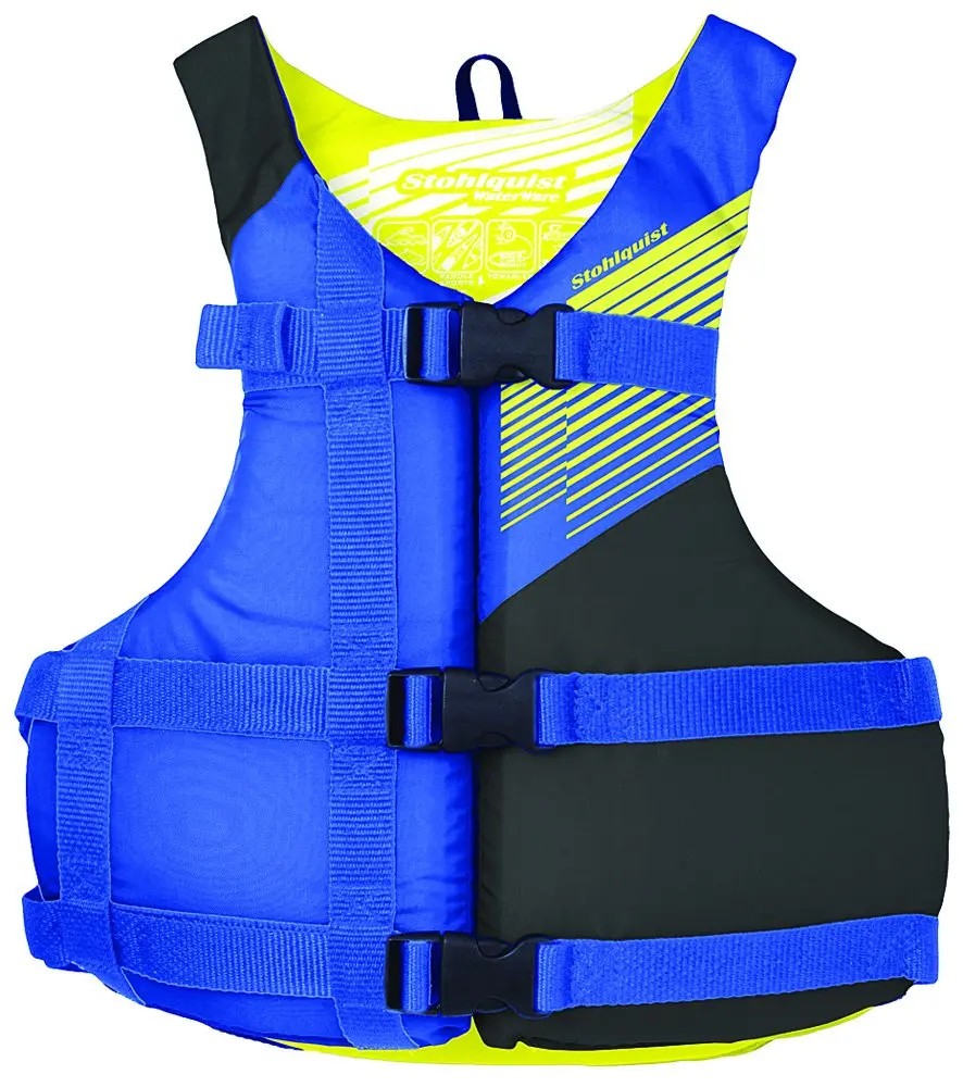Stohlquist Fit Unisex Adult Life Jacket PFD - Coast Guard Approved, Easily Adjustable for Full Mobility, Lightweight, PVC Free | Universal and Oversize Blue/Black Universal Adult