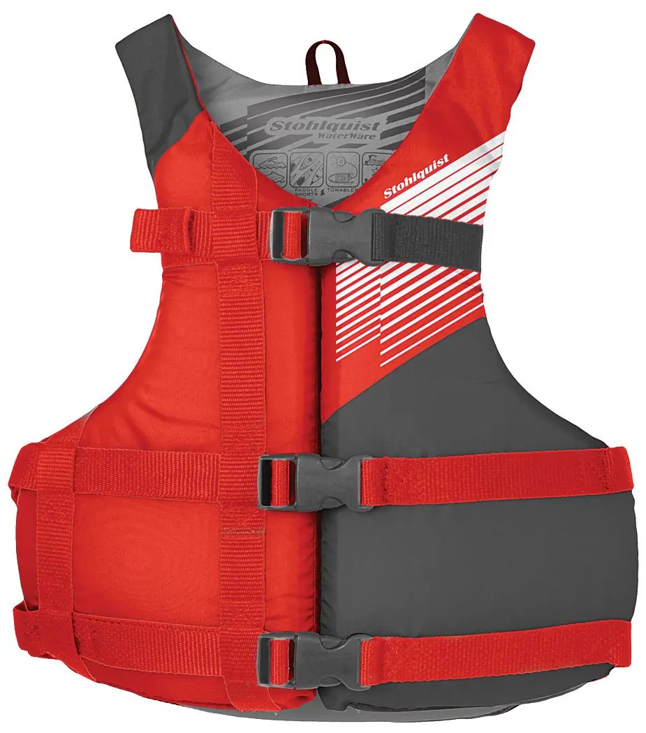 Stohlquist FIT Youth (50-90 Lbs) High Mobility PFD Life Jacket Vest - Coast Guard Approved for Kids, Lightweight Buoyancy Foam, Fully Adjustable for Children & Juniors | Red & Gray, (QF1850610J)