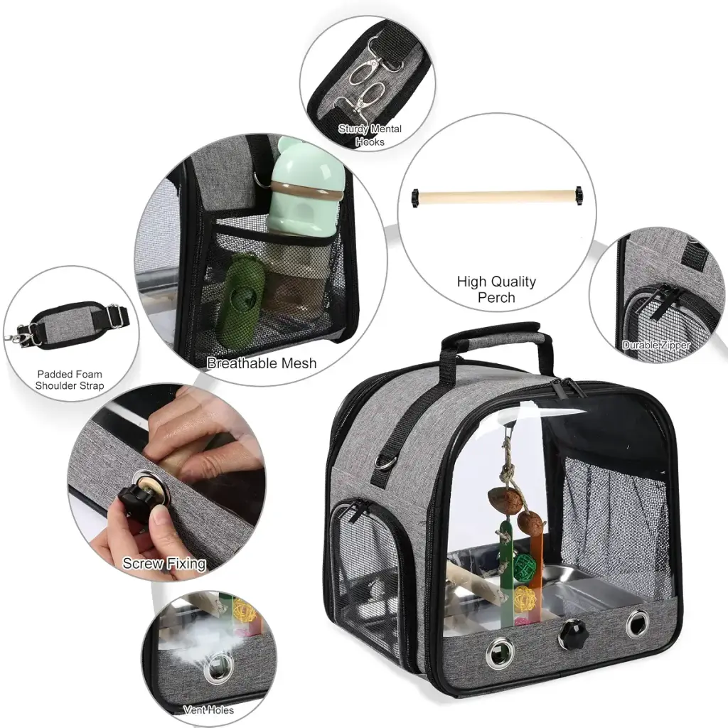 SUERTREE Bird Carrier Bag Bird Travel Cage with Stand Small Bird Carrier for Parrot — Pet