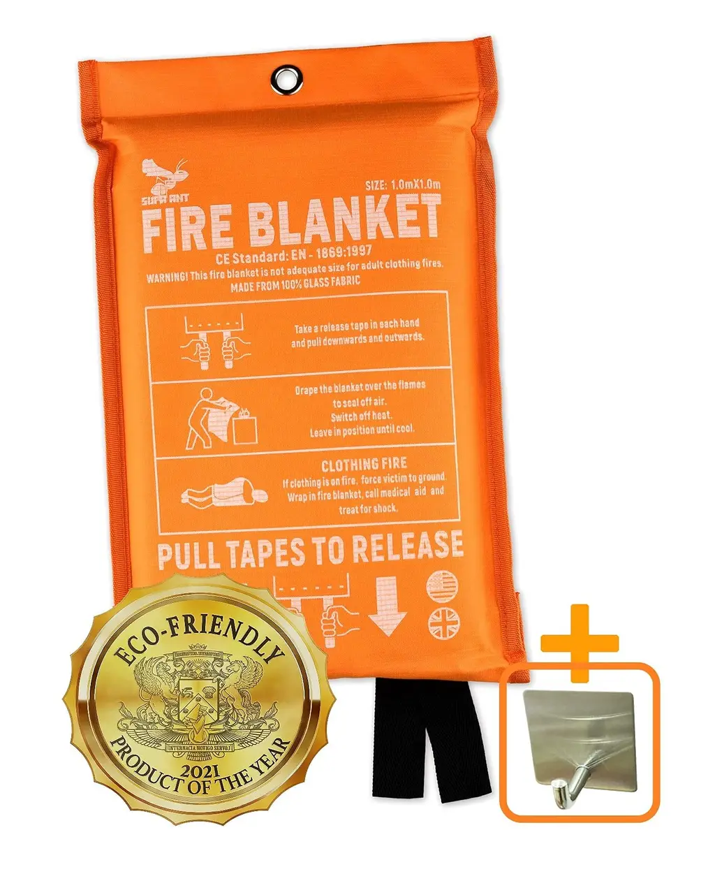 Supa Ant Fire Blanket & Fire Cape - CE Certified - Size Variety (39, 47, 59, 71, 74in) Fire Blankets - Fire Suppression Survival Kits - Emergency Fire Blanket Fire Blanket - Fire Blanket for Home Fire Blanket (39in)