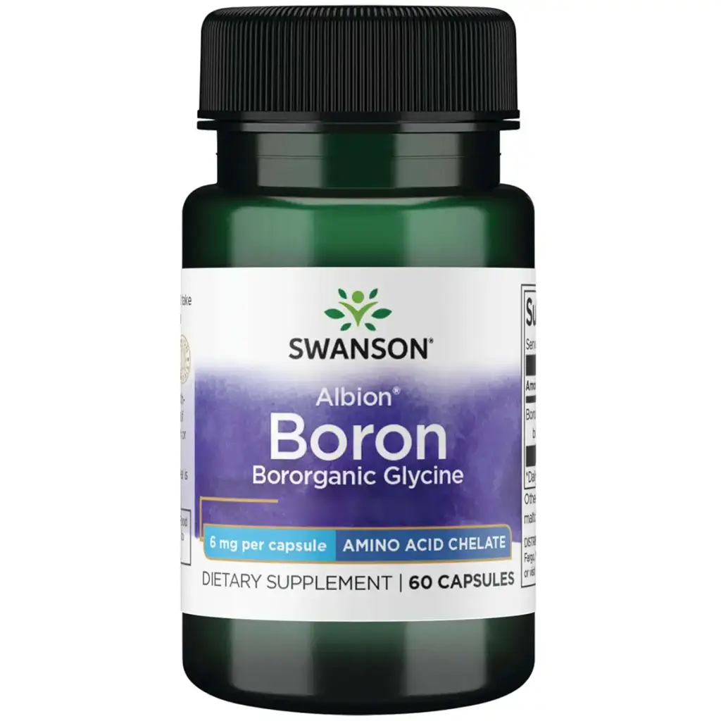 Swanson Albion Boron 6mg Bororganic Glycine 60 Capsules High Dose Laboratory Tested Soy Free Gluten Free Non-GMO