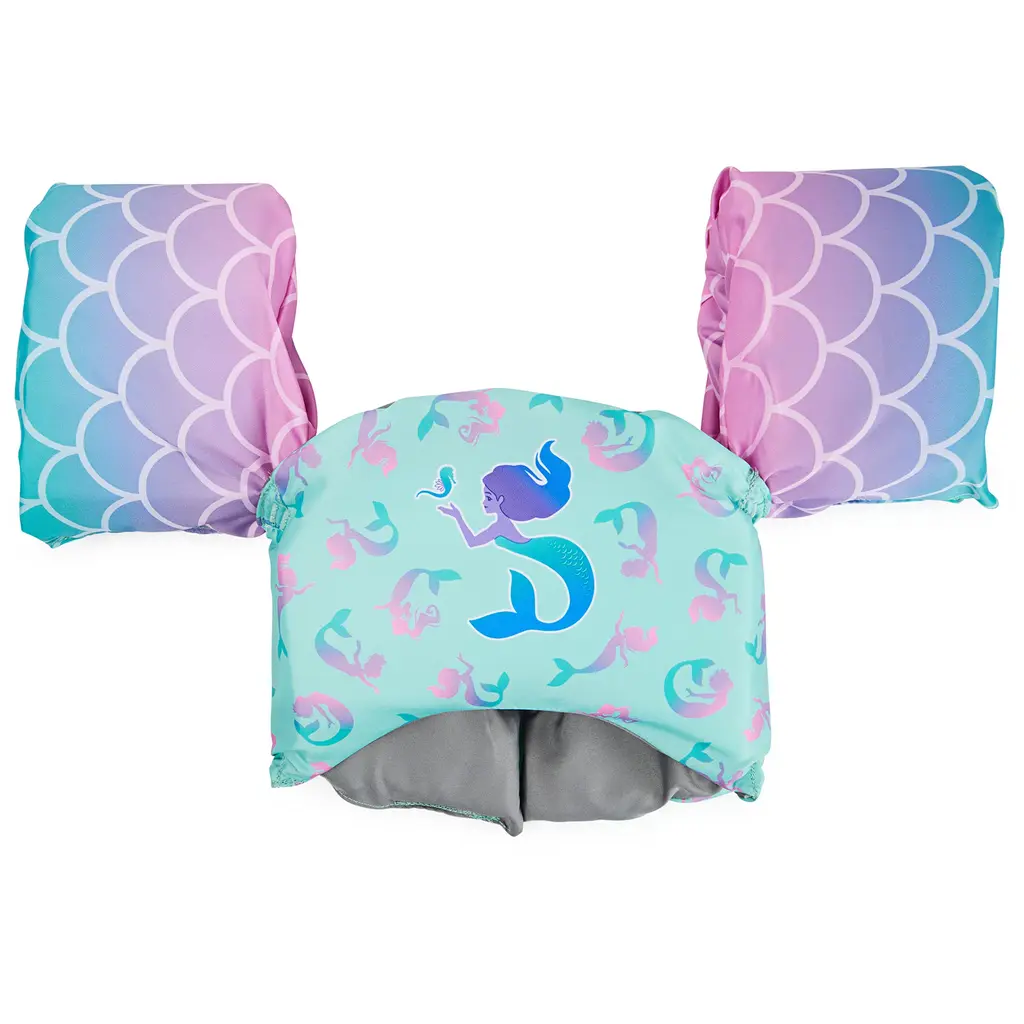 SwimWays Swim Trainer, US Coast Guard Approved Life Vest Kids Swim Vest, Arm Floaties & Life Jackets for Kids 33-55 lbs, Mermaid