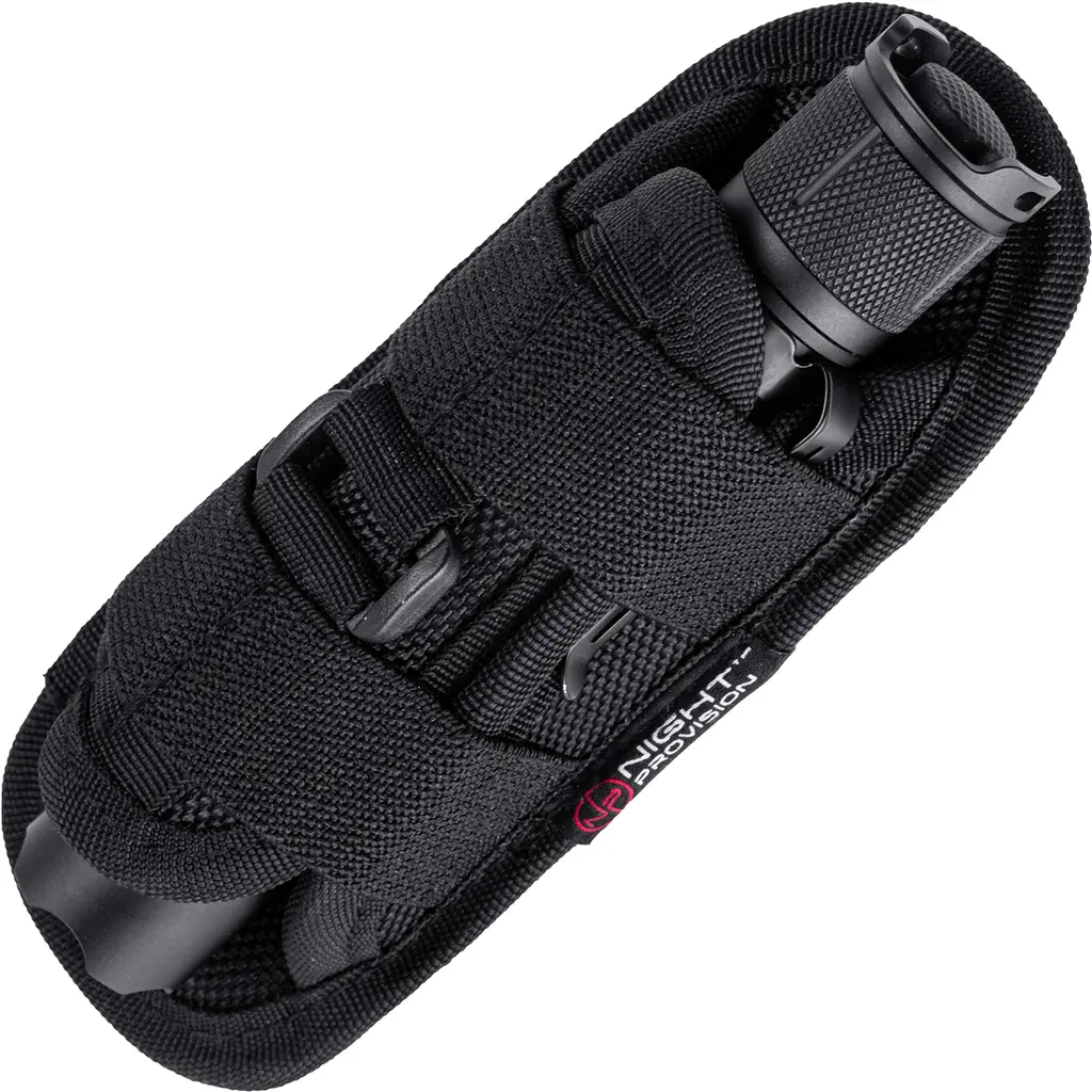 TH1 Tactical Flashlight Holster Duty Belt Pouch Stretchable Rotatable Clip 360 Degree Holder for Police Military Security Belt Black Open-end