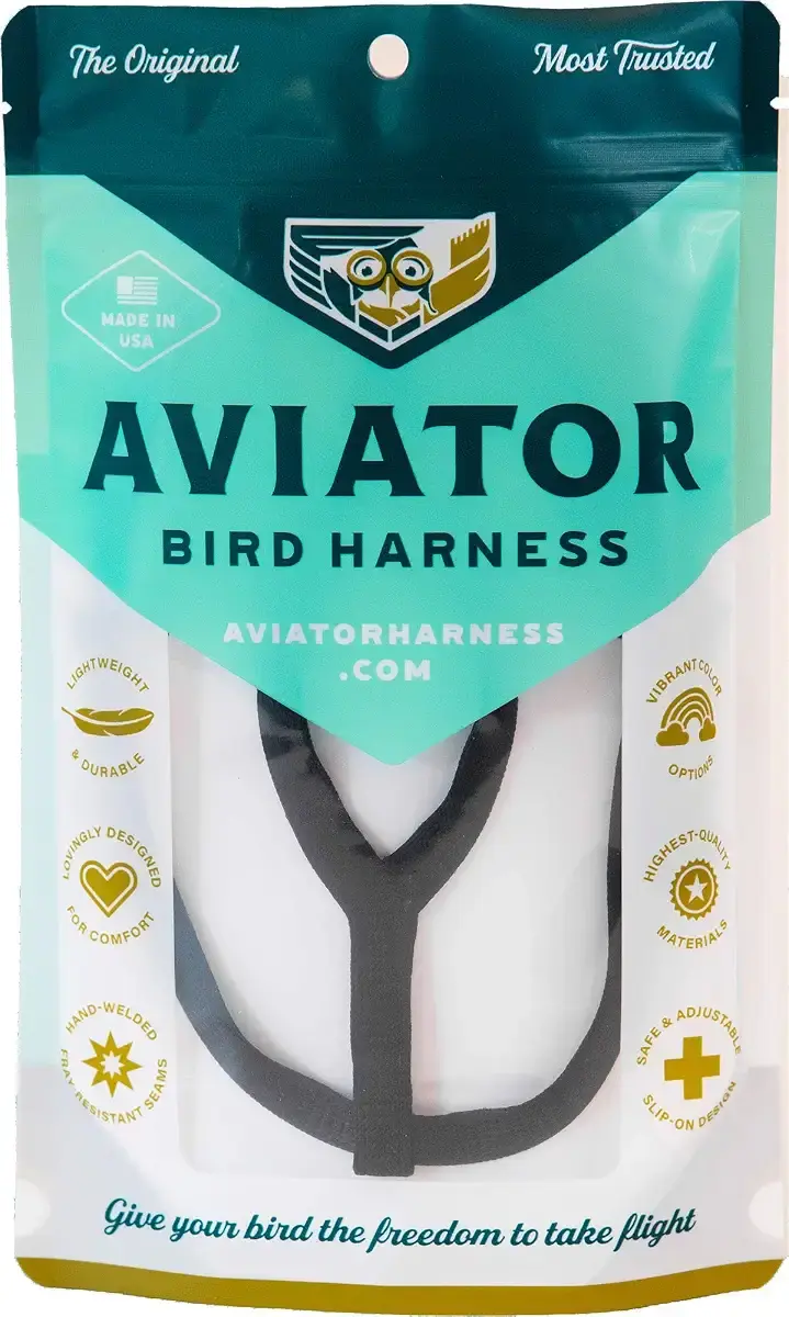 The Aviator Bird Harness and Leash: Petite Black xxs Black