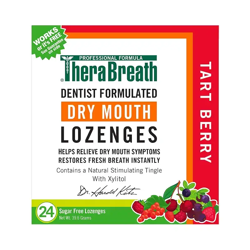 TheraBreath Dry Mouth Lozenges with ZINC Tart Berry Flavor 24 Lozenges Tart Berry 24 Count (Pack of 1)