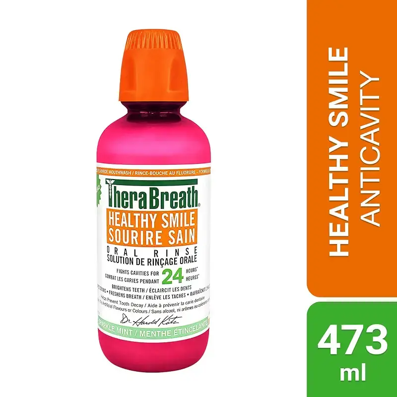 Therabreath Healthy Smile oral Rinse - sparkle Mint | Fluoride & Xylitol - Fights — 16 oz