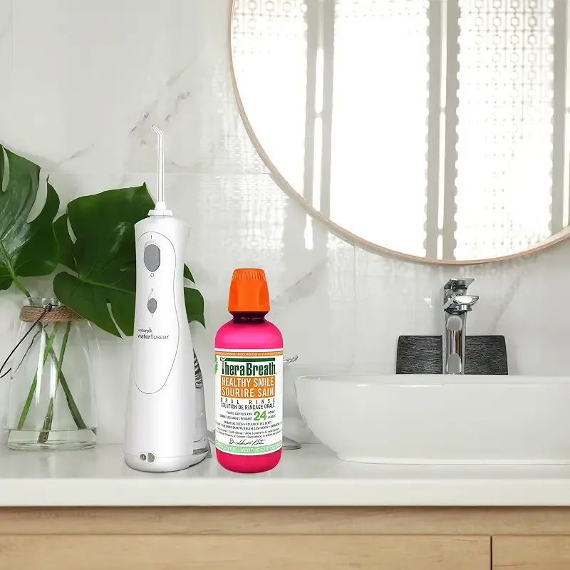 Therabreath Healthy Smile oral Rinse - sparkle Mint | Fluoride & Xylitol - Fights — 16 oz