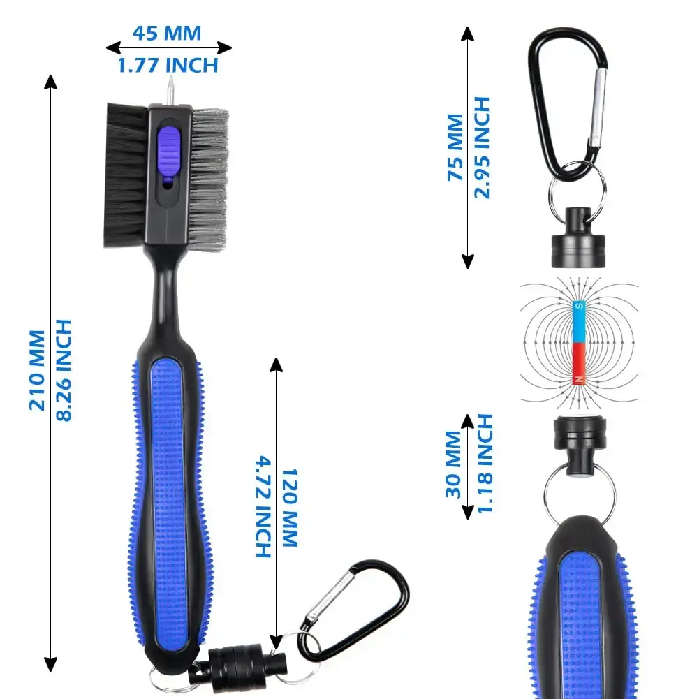 THIODOON 2 Pack Golf Club Brushes and Groove Cleaner with Magnetic Keychain Oversized — THIODOON