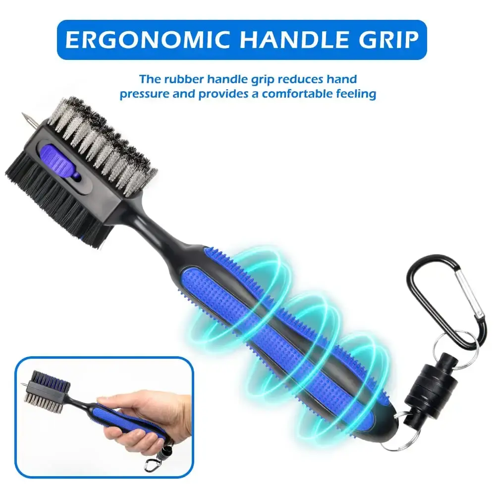 THIODOON 2 Pack Golf Club Brushes and Groove Cleaner with Magnetic Keychain Oversized — pack of 2