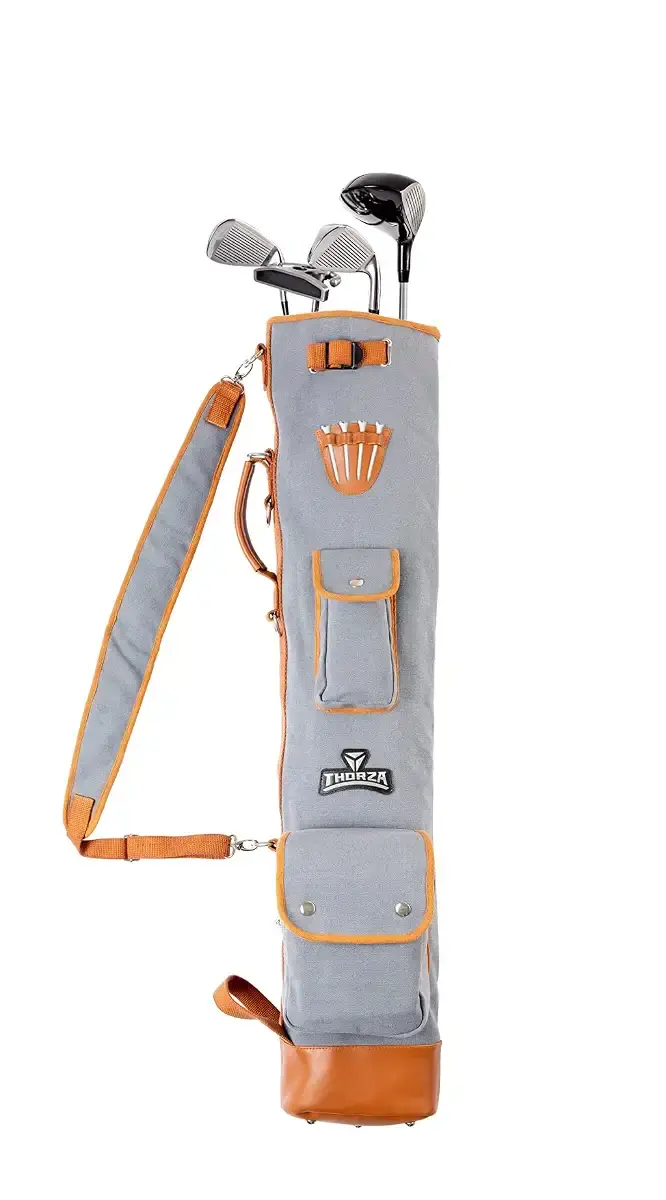 Thorza Sunday Golf Bag for Men and Women - Vintage Canvas and Leather Stores Balls, Tees — Golf