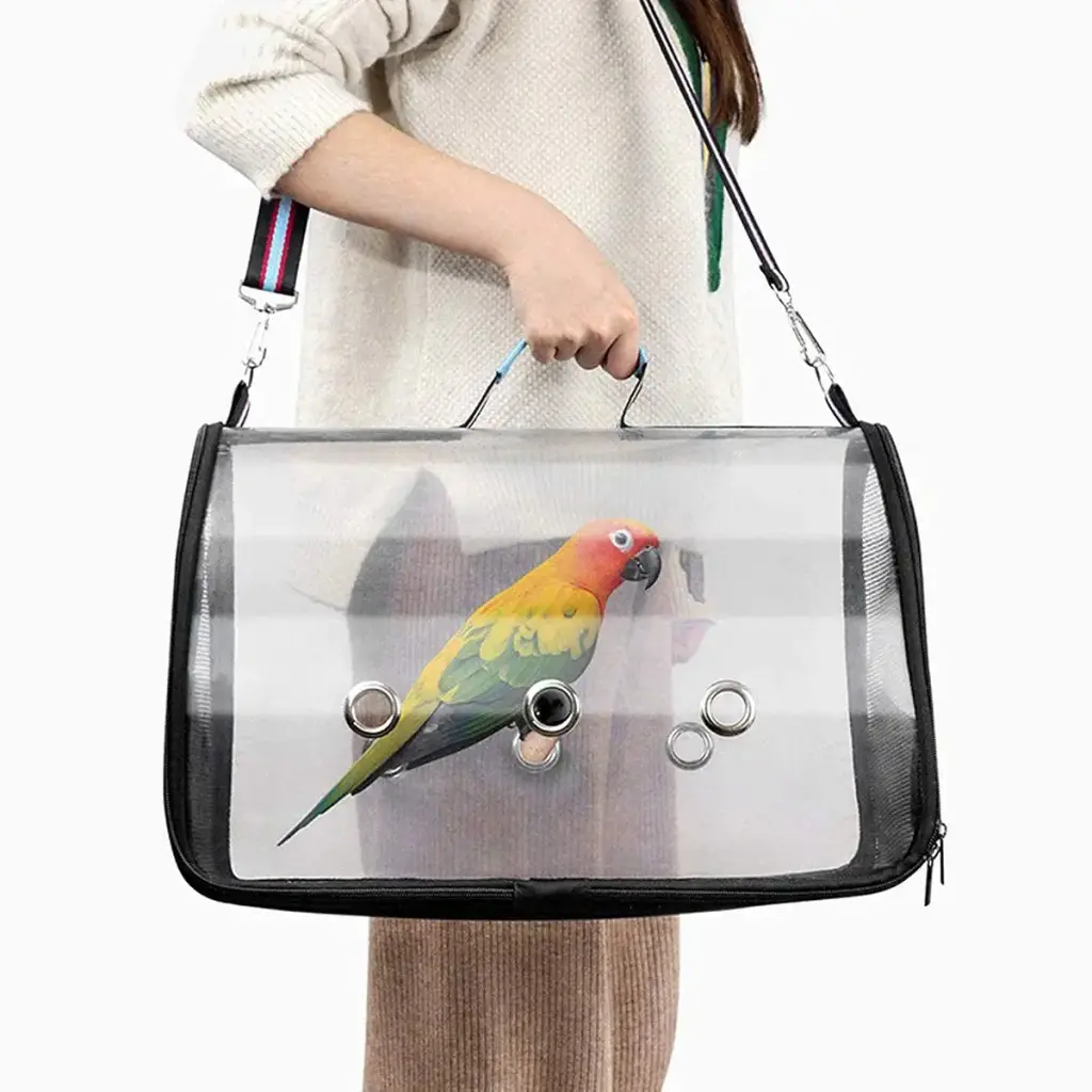 Tnfeeon Transparent Bird Carrier Portable Parrot Travel Cage Lightweight Breathable 360 — Pet