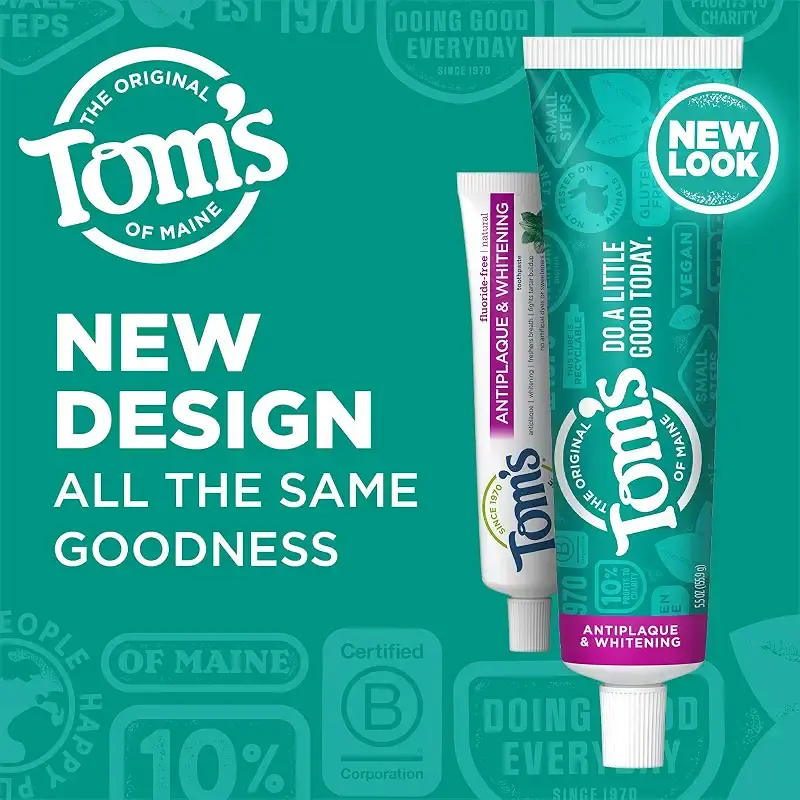 Tom's of Maine Fluoride-Free Antiplaque & Whitening Natural Toothpaste Peppermint 5.5 oz. — 5.5 oz