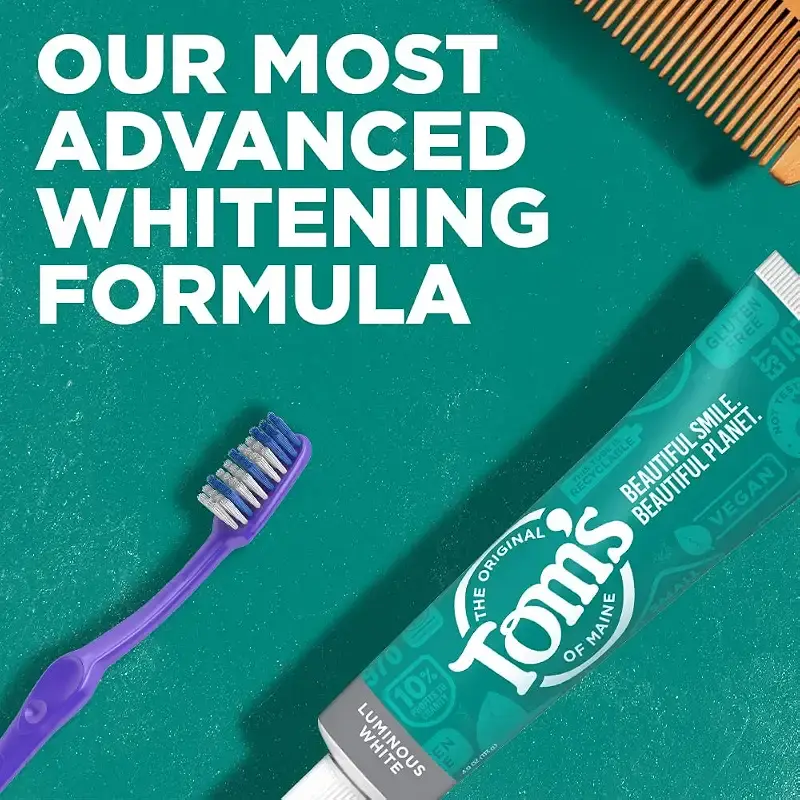 Tom's of Maine Natural Luminous White Toothpaste with Fluoride, Clean Mint, 4.0 oz. — Mint
