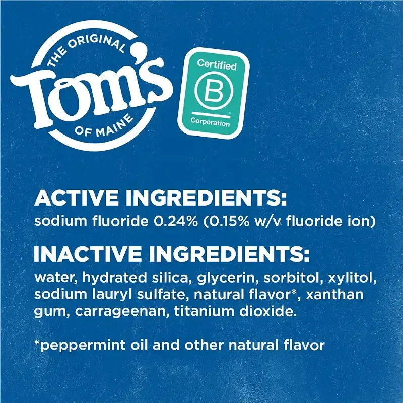 Tom's of Maine Natural Luminous White Toothpaste with Fluoride, Clean Mint, 4.0 oz. — pack of 3