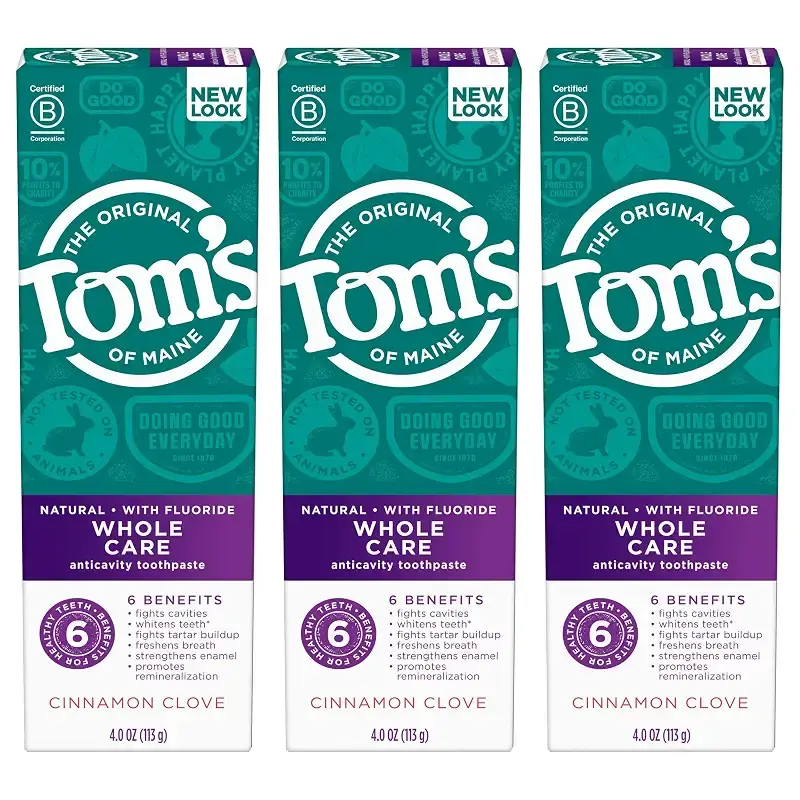 Tom's of Maine Whole Care Natural Toothpaste with Fluoride Cinnamon Clove 4.0 oz. 3-Pack (Packaging May Vary)