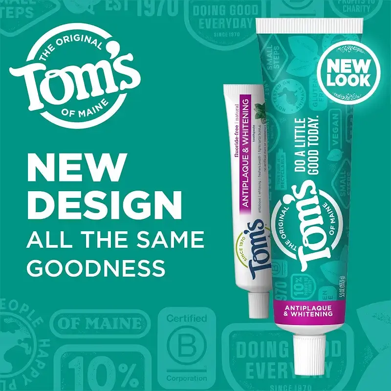 Toms of Maine Fluoride-Free Antiplaque Whitening Natural Toothpaste Peppermint 5.5 oz. — 5.5 oz
