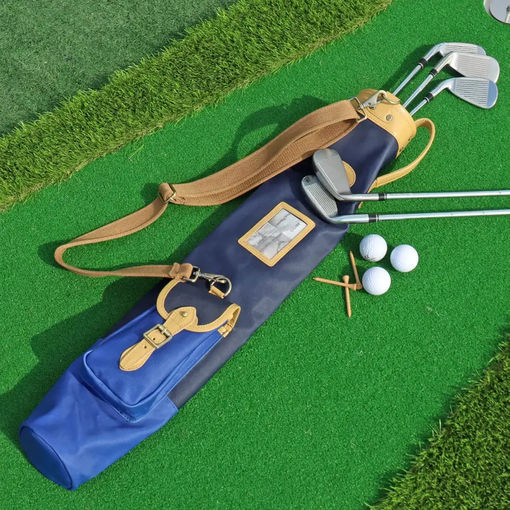Tourbon Course Practice Golf Club Bag Foldable Travel Golf Case - Canvas and Leather — Golf