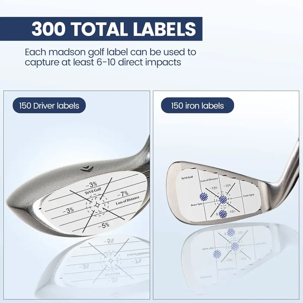 ToVii 200Pcs 300Pcs Golf Impact Tape Set, Self-Teaching Sweet Spot and Shot Consistency — Golf