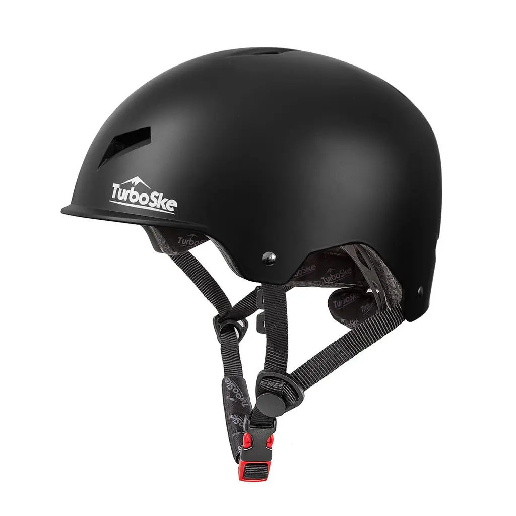 TurboSke Skateboard Helmet, CPSC-Compliant Bike Helmet BMX Helmet Multi-Sport Helmet for Youth Men and Women Black S-KID (48cm -54cm/19''-21.3'')