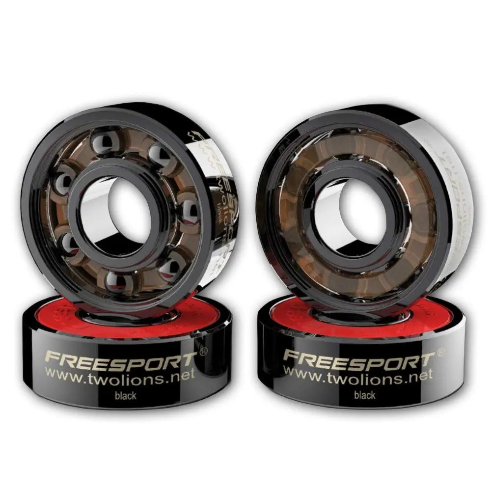 TwoLions High Rev 608RS Hybrid Black Ceramic Bearings for Inline Skate or Skateboard or Scooter (Pack of 8)