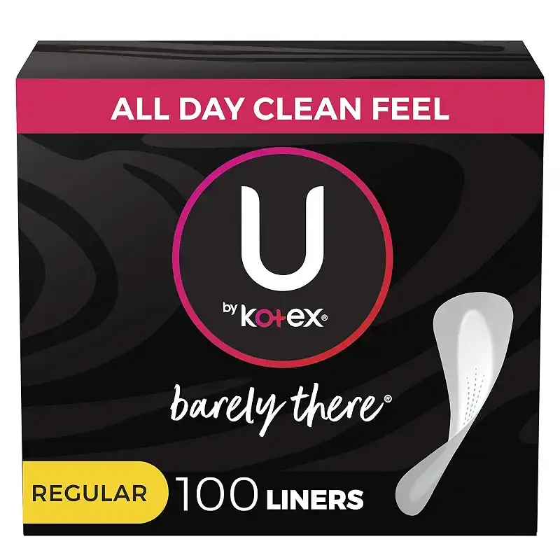U by Kotex Barely There Thin Panty Liners Light Absorbency Regular Length Unscented 100 Count (Packaging May Vary)