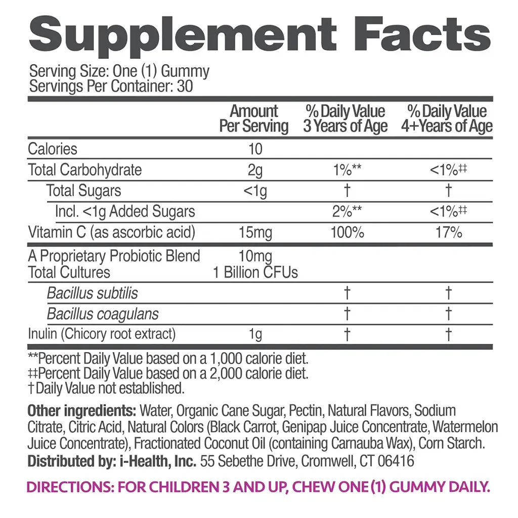 up4 Kids Probiotic Gummies Digestive and Immune Support with Prebiotics and Vitamin C — Vitamins