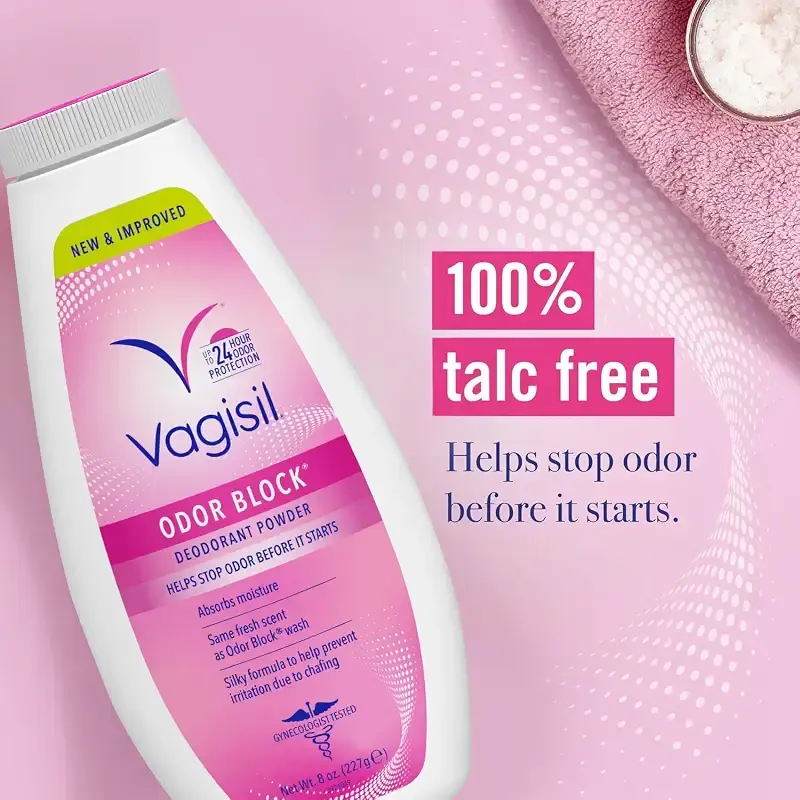 Vagisil Odor Block Deodorant Powder for Women Helps to Prevents Chafing Talc-Free 8 Ounce — Powder