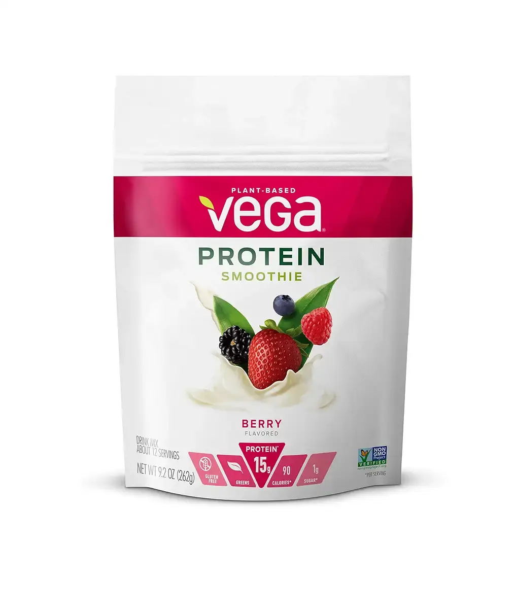 Vega Protein Smoothie, Berry, Plant Based Protein Powder - Vegan Protein Powder, Keto-Friendly, Vegetarian, Gluten Free, Soy Free, Dairy Free, Lactose Free, Non GMO (12 Servings, 9.2oz) Berry 9.2 Ounce (Pack of 1) Standard…