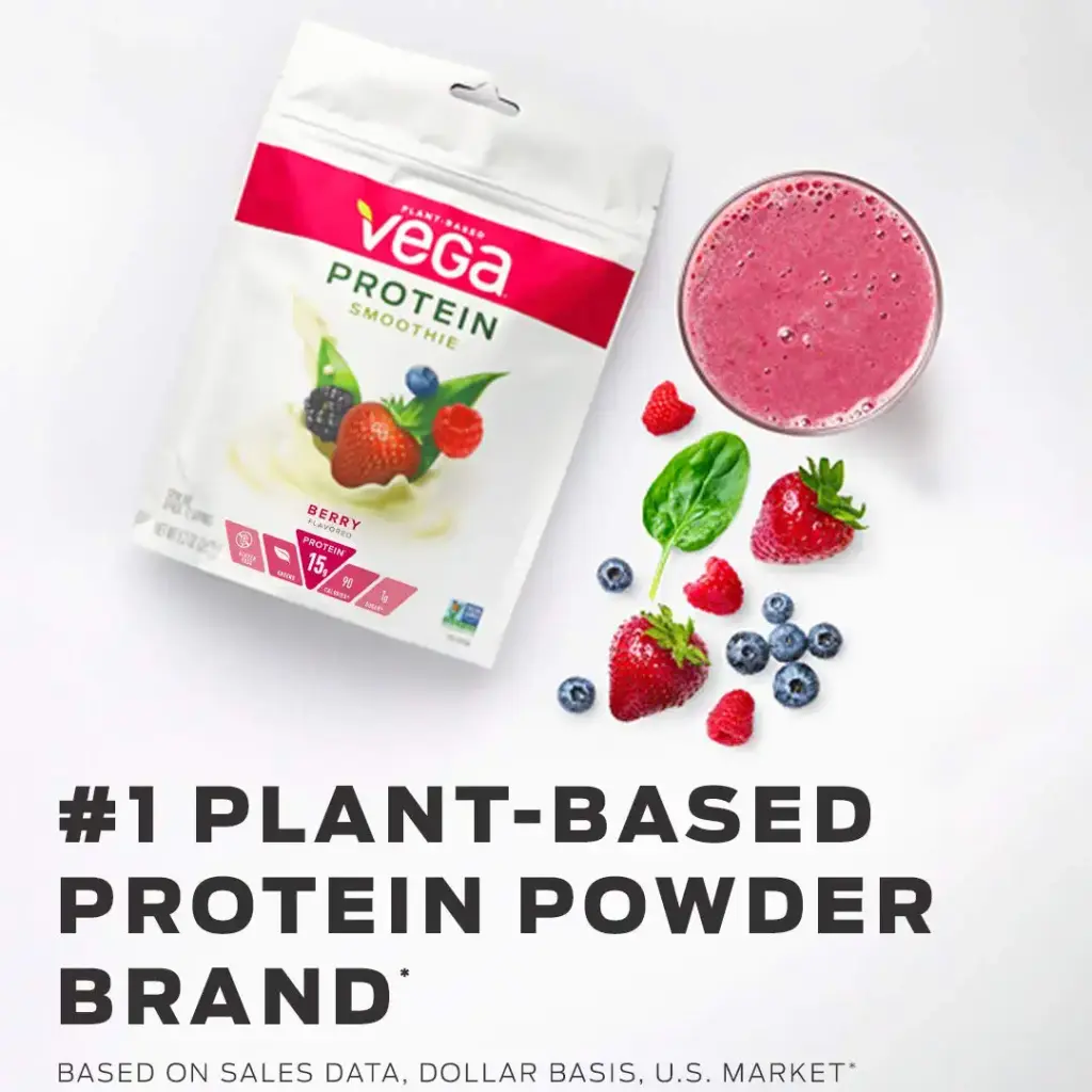 Vega Protein Smoothie, Berry, Plant Based Protein Powder - Vegan Protein Powder — Sports Nutrition