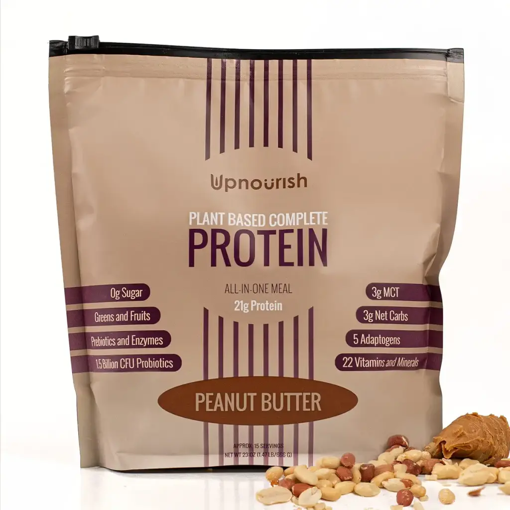Vegan Meal Replacement Shake Peanut Butter Superfood Plant Based Protein Powder with Greens Fruits Vitamins Probiotics Low Carb Keto Sugar Lactose Gluten Dairy Free Protein Powder 15 Servings