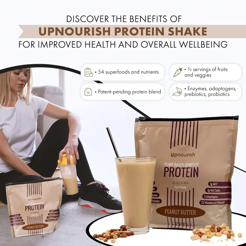 Vegan Meal Replacement Shake Peanut Butter Superfood Plant Based Protein Powder with — Powder