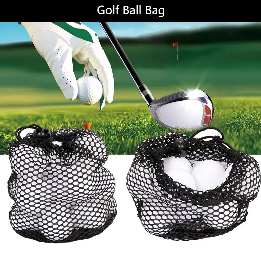 VGEBY1 Golf Ball Bag,Washable Golf Mesh Drawstring Pouch with 3 Sizes for Golf Accessory — VGEBY1