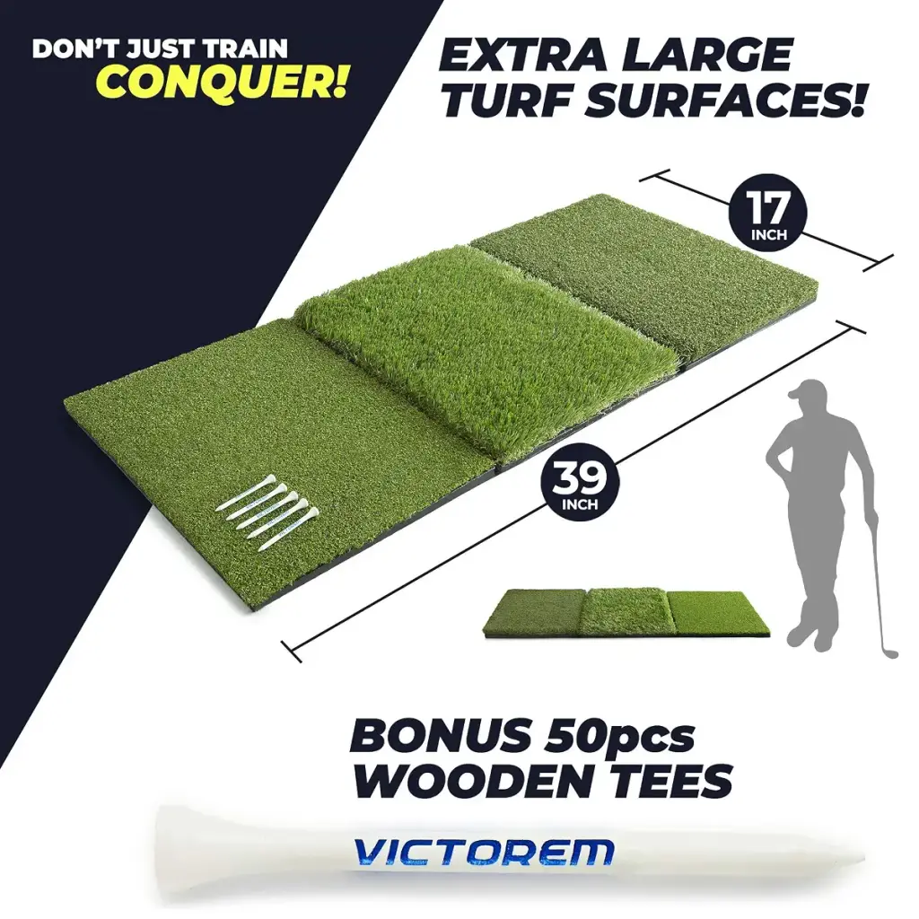 Victorem Golf Mat for Backyard - 17x39 Inch Unfolded, Durable Turf Mat for Indoor or — Golf