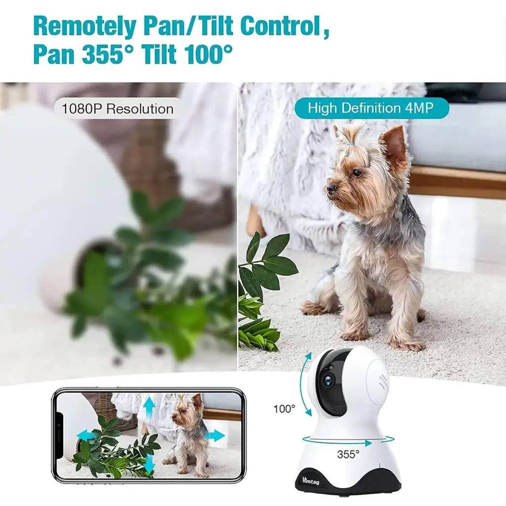 Vimtag Indoor Pet Camera 2.5K HD Dog Cameras with Phone App 360 Pan/Tilt Two-Way Audio — Pet