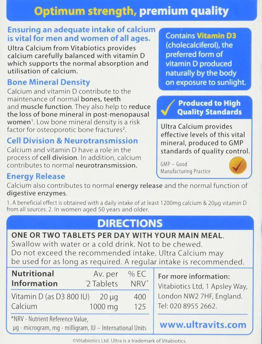Vitabiotics Ultra Calcium with Vitamin D Tablets Pack of 30 — Tablets