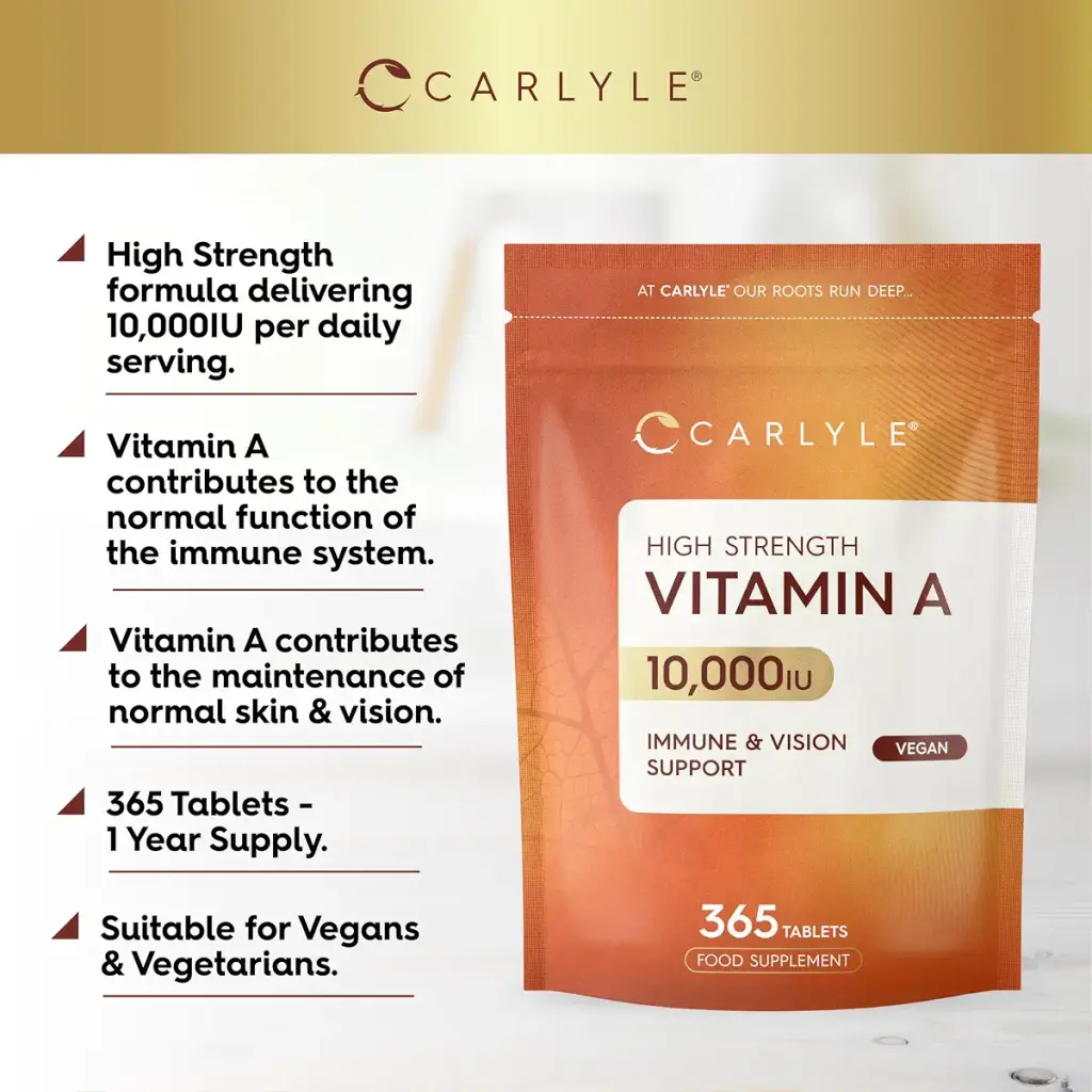 Vitamin A Tablets 10000 IU | 365 Count (1 Year Supply) | Vitamin A as Retinol Acetate — Tablets