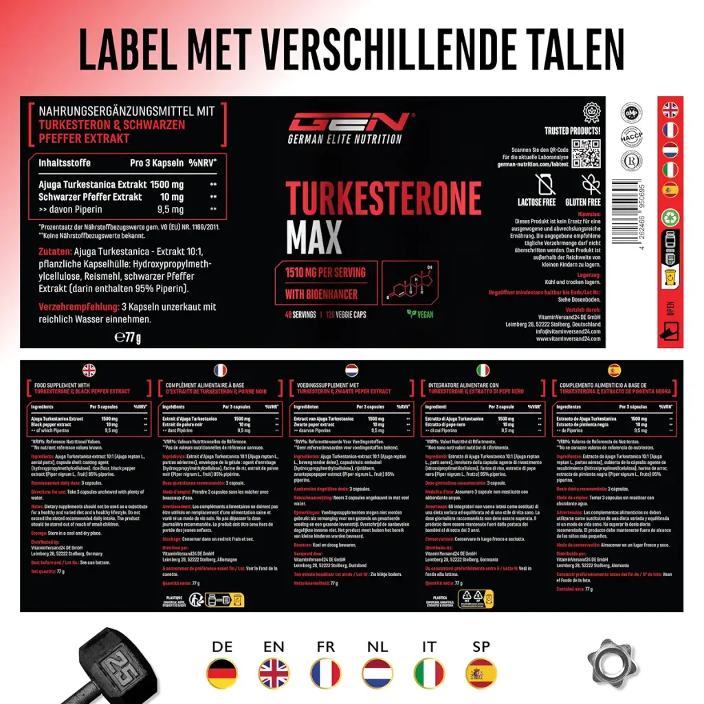 VitamineVersand 24 Turkesterone Max 120 capsules Extra high dosage with 1510 mg per daily — 1510 mg