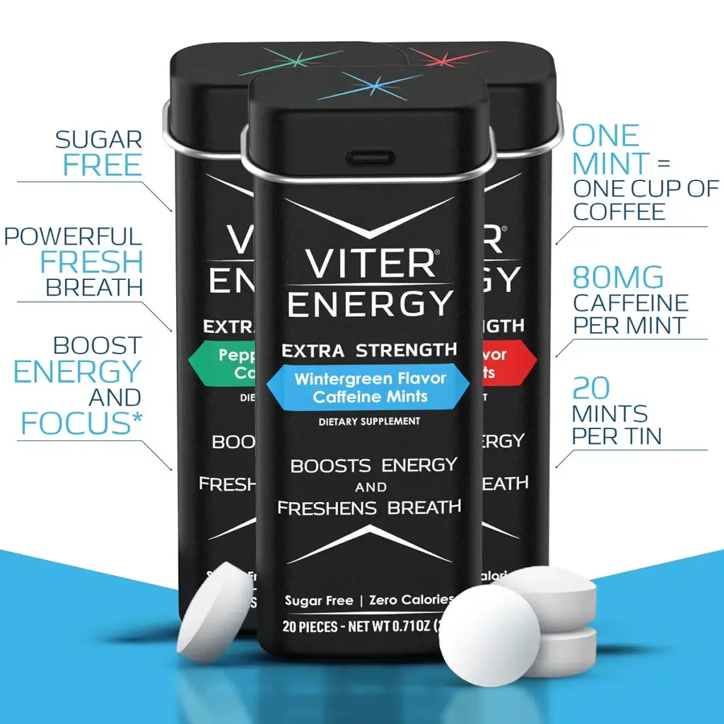 Viter Energy Extra Strength Caffeinated Mints - 80mg Caffeine, B Vitamins, Sugar Free — Viter Energy