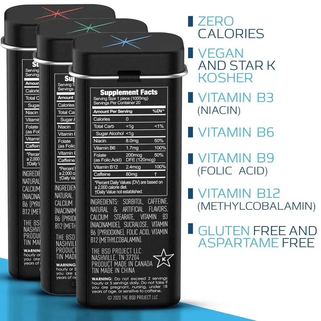 Viter Energy Extra Strength Caffeinated Mints - 80mg Caffeine, B Vitamins, Sugar Free — 80 mg
