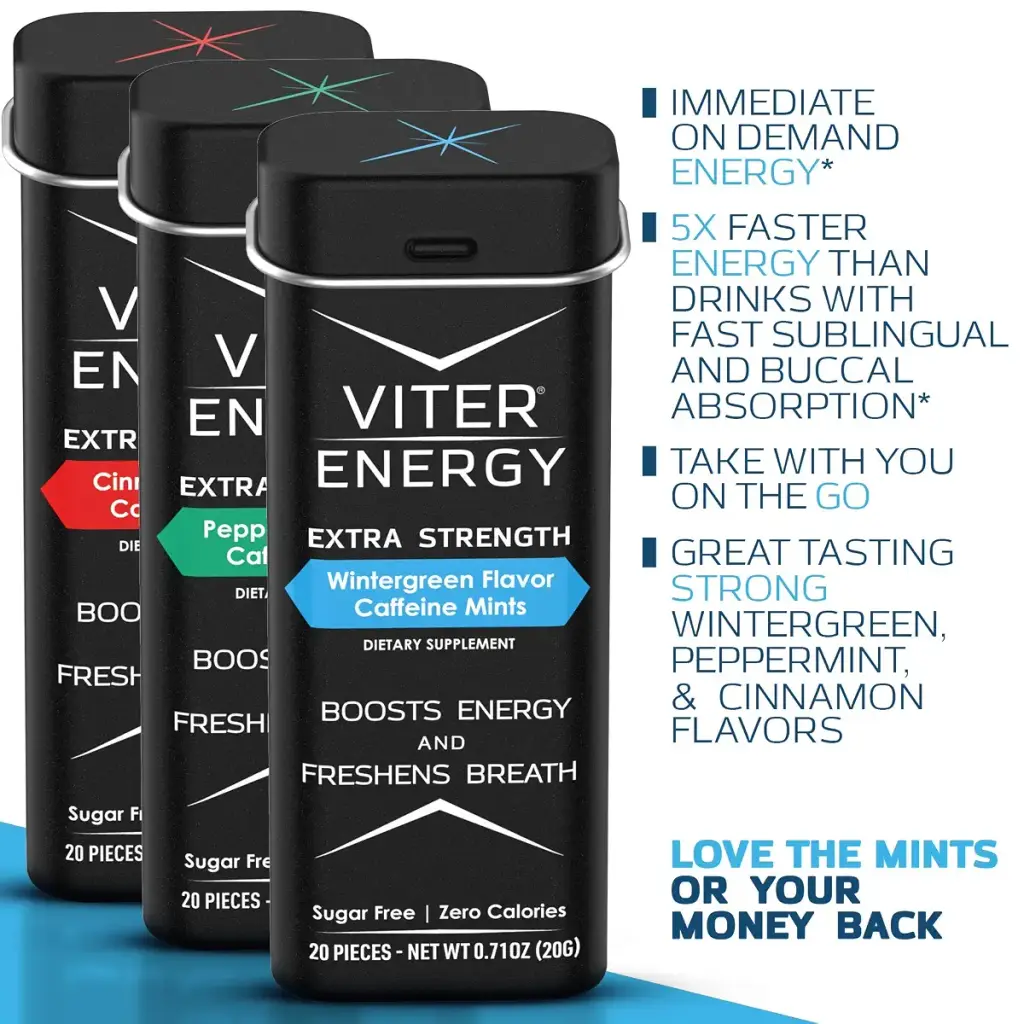 Viter Energy Extra Strength Caffeinated Mints - 80mg Caffeine, B Vitamins, Sugar Free — Gummies