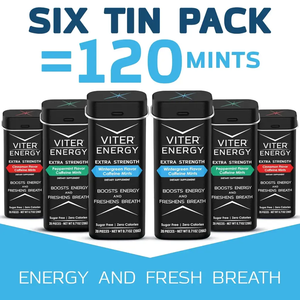 Viter Energy Extra Strength Caffeinated Mints - 80mg Caffeine, B Vitamins, Sugar Free — 80 mg