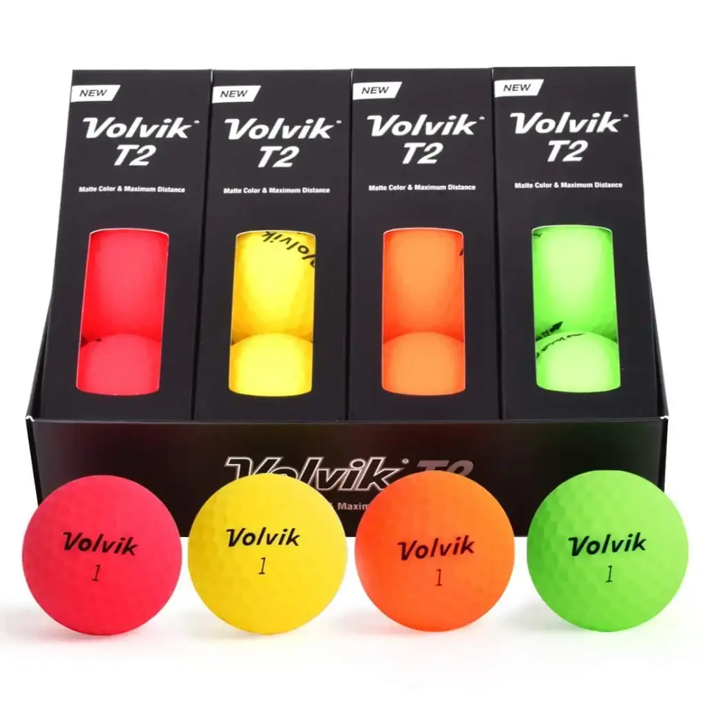 Volvik T2 Ionomer Polymer Low Side Spin Matte Finished Long Distance Balls 2-Pieces, 1 — pack of 2