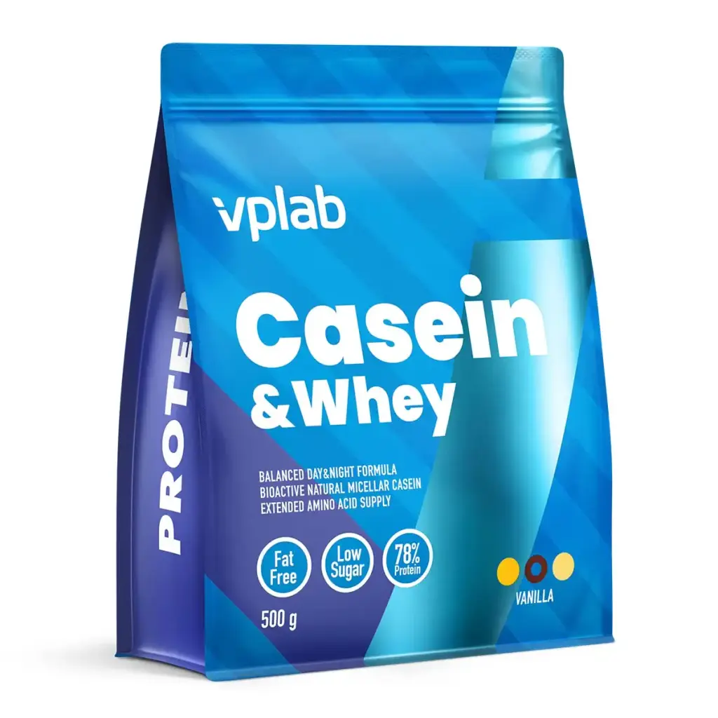 VPlab Casein & Whey Protein Powder Casein and Whey Protein Powder Shake Advanced Casein Protein Powder Formula Low Sugar and Fat Free (Vanilla)