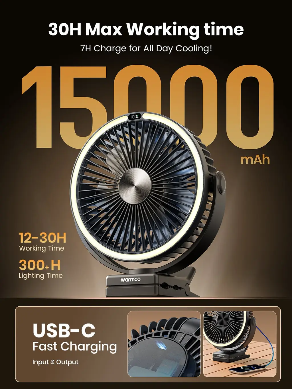 DJ15 3-in-1 Clip Camping Fan (15000mAh), view 3